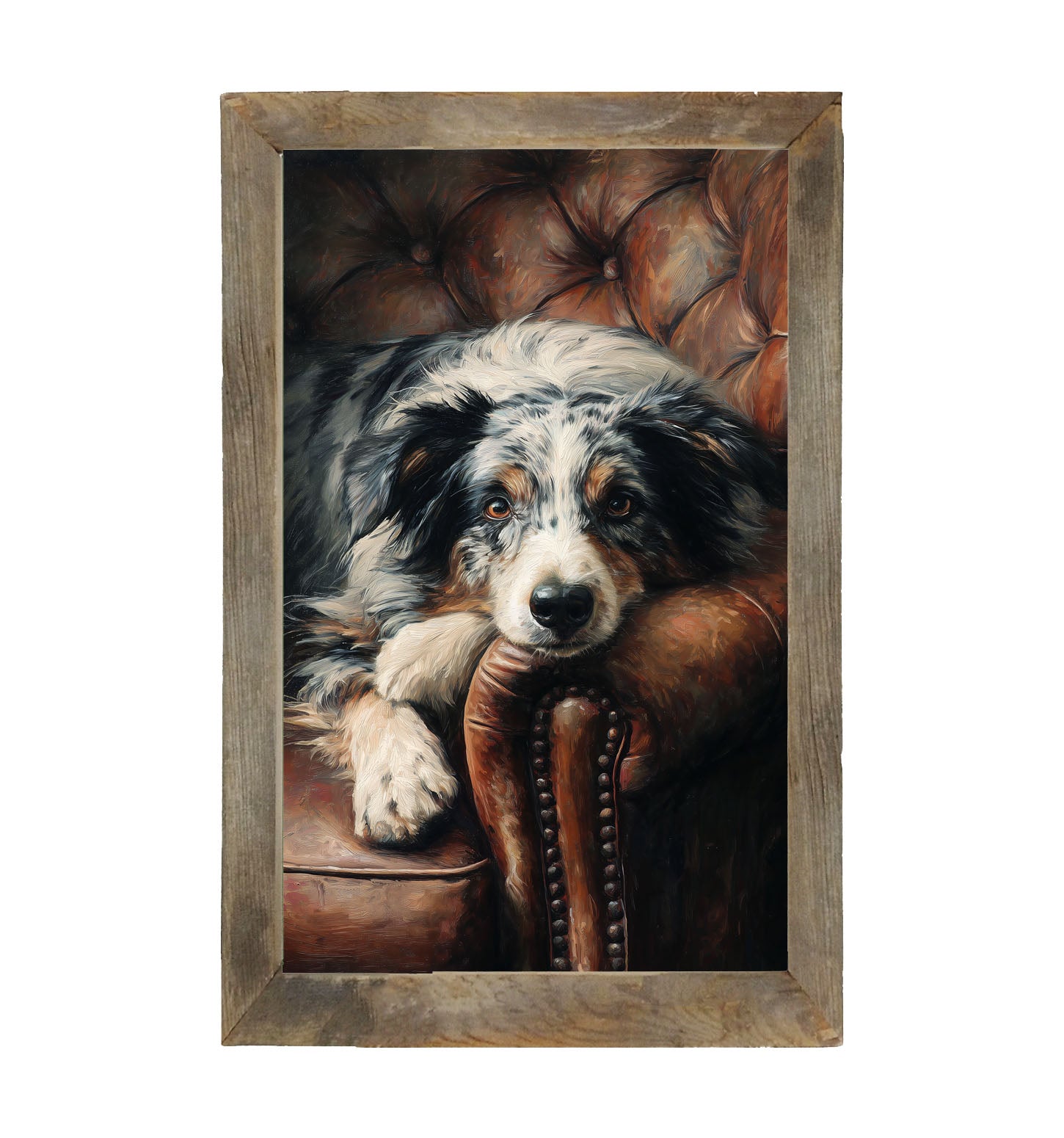 Armchair with Australian Shephard Dog - Framed Art