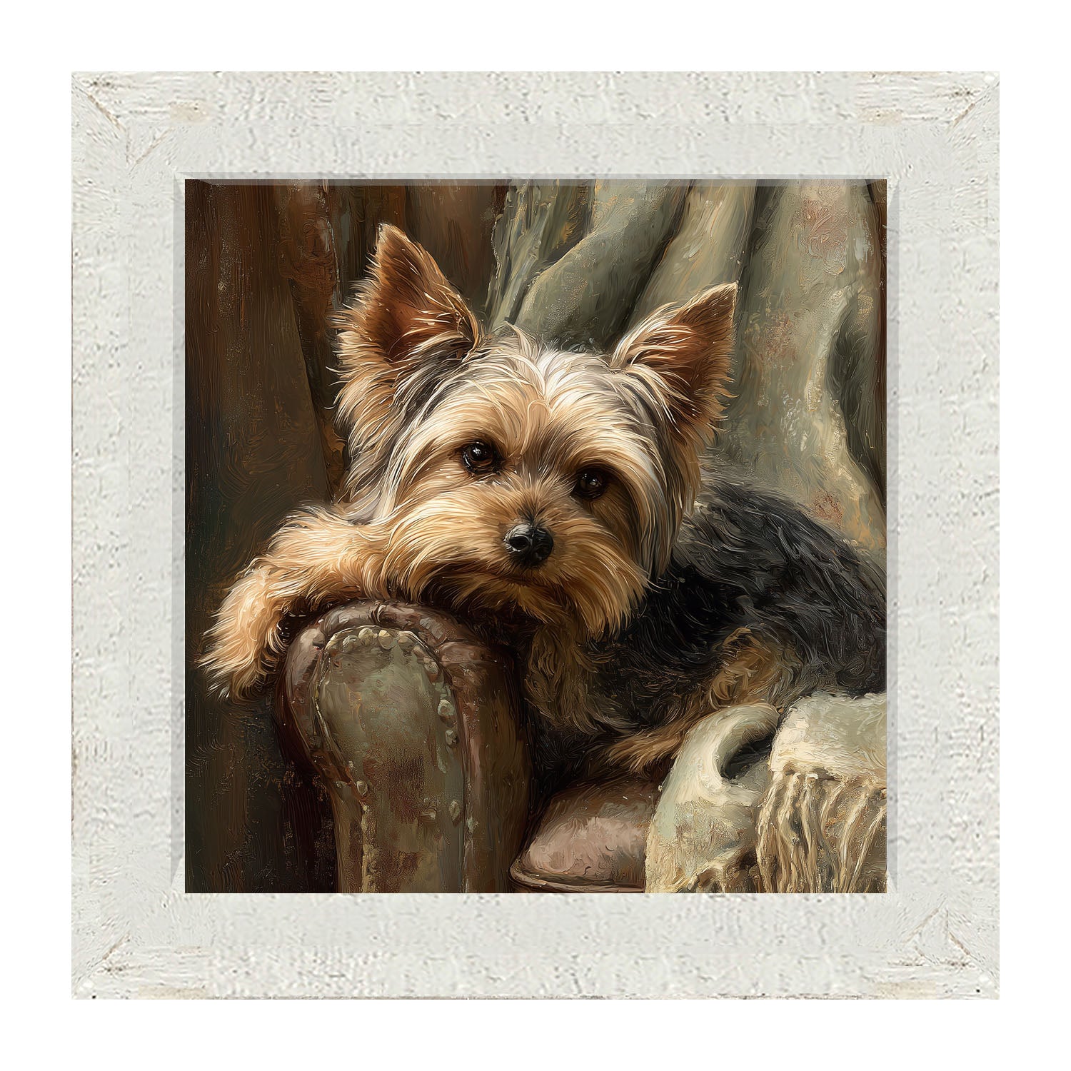 Armchair with Yorkshire Terrier Dog - Framed Art