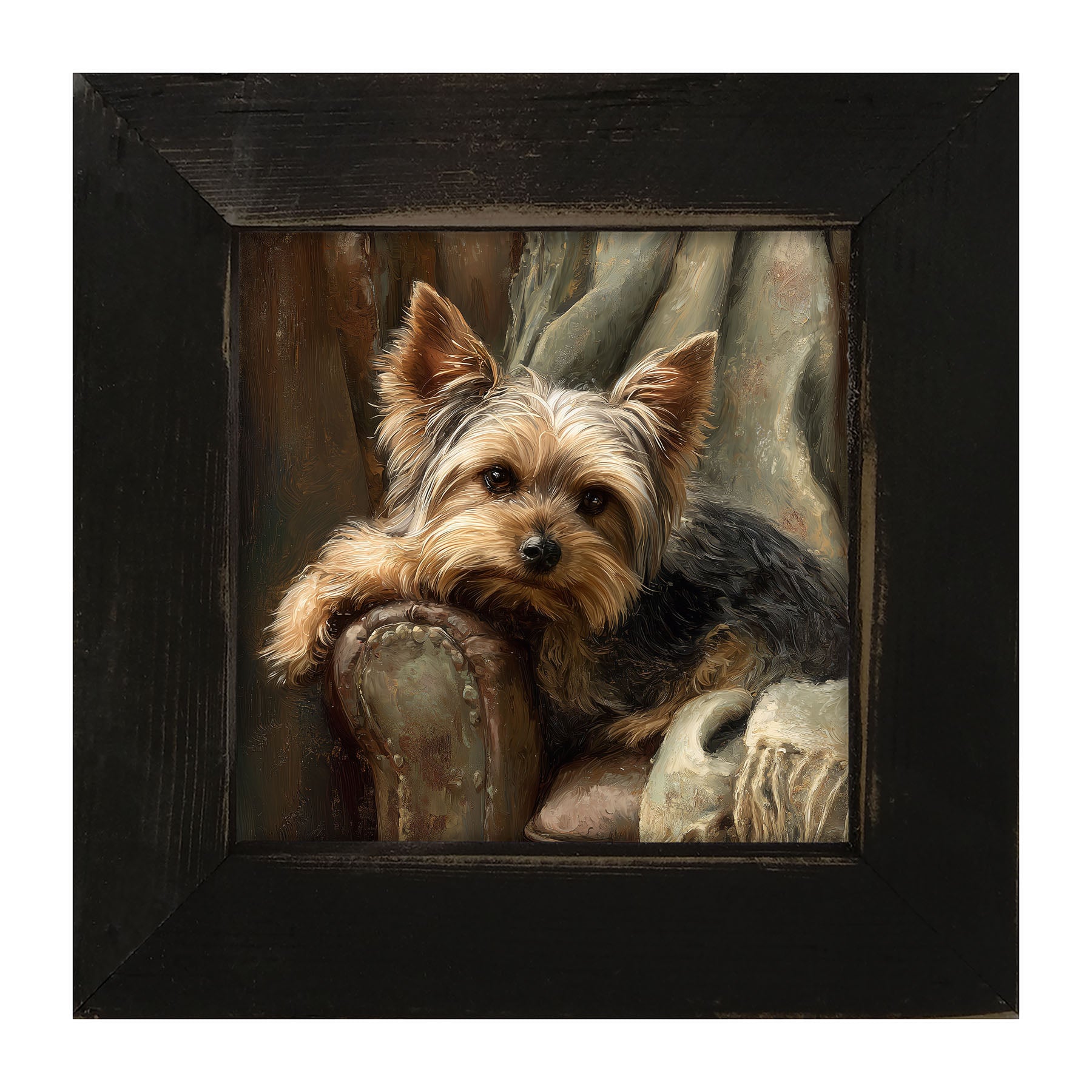 Armchair with Yorkshire Terrier Dog - Framed Art