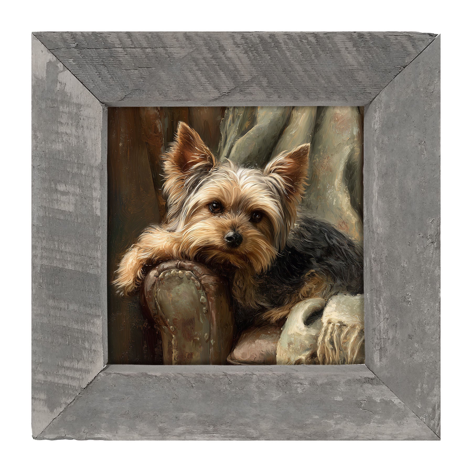Armchair with Yorkshire Terrier Dog - Framed Art