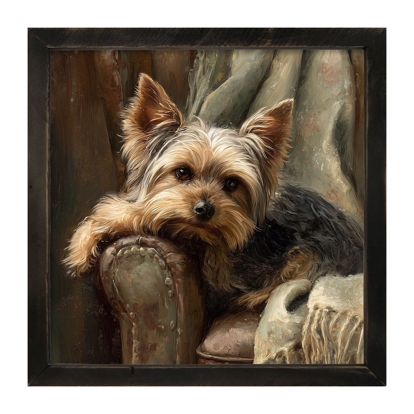 Armchair with Yorkshire Terrier Dog - Framed Art