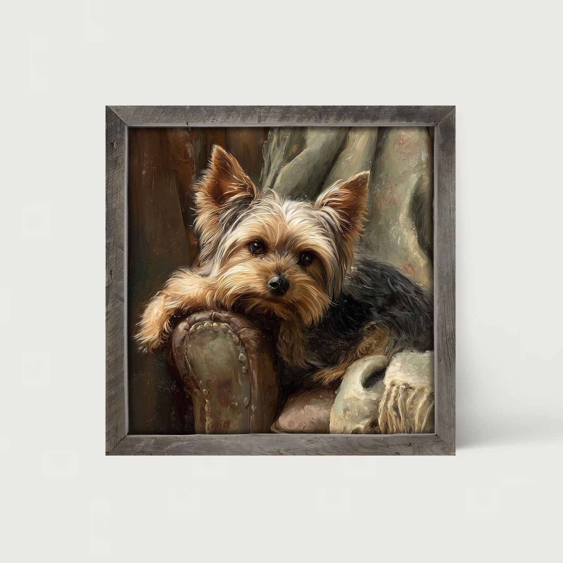 Armchair with Yorkshire Terrier Dog - Framed Art