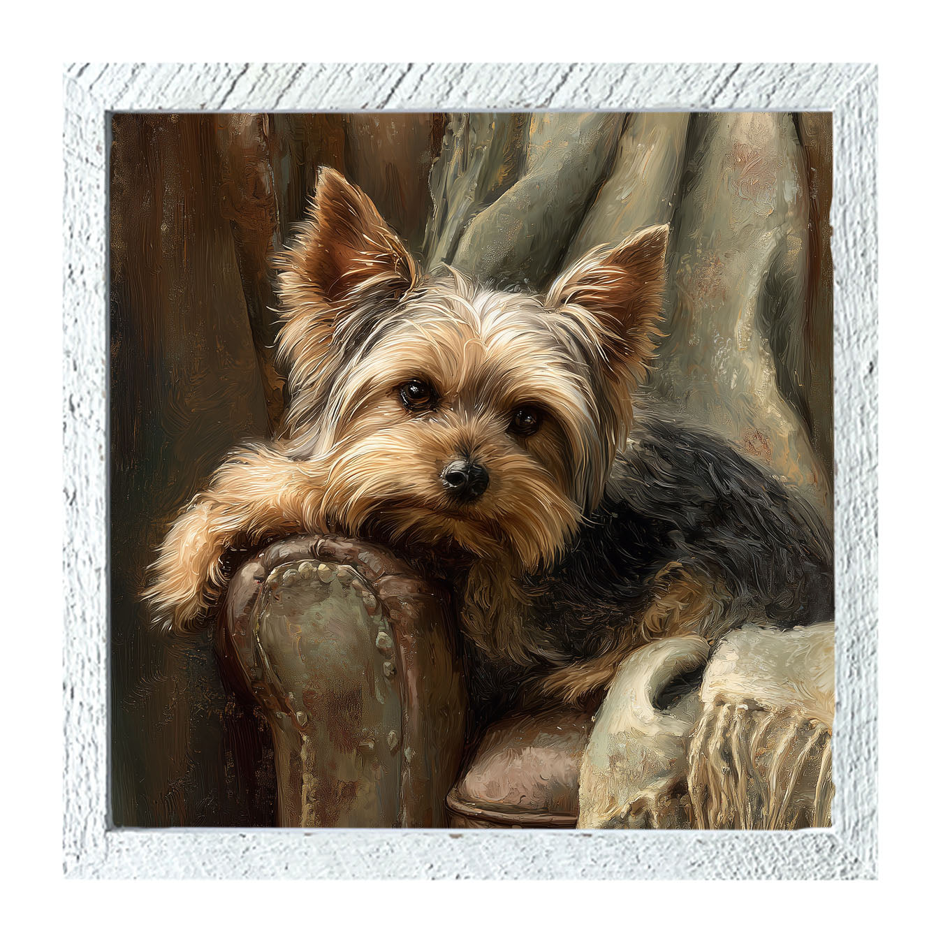 Armchair with Yorkshire Terrier Dog - Framed Art