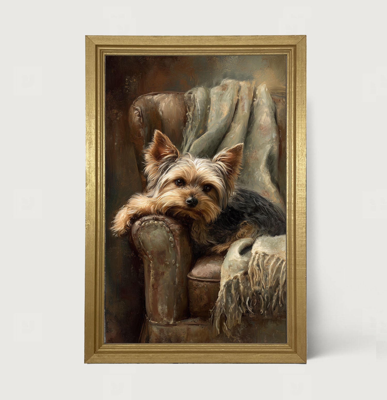 Armchair with Yorkshire Terrier Dog