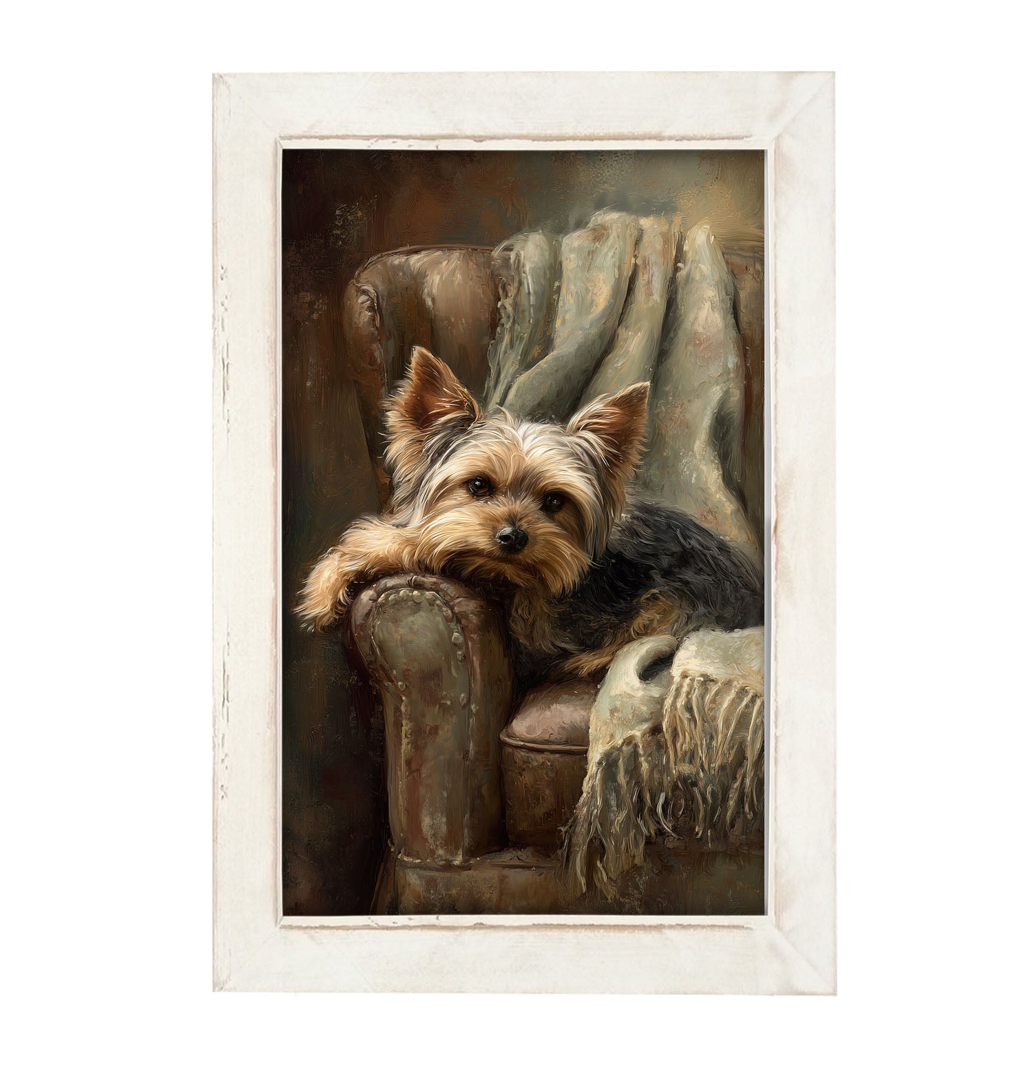 Armchair with Yorkshire Terrier Dog - Framed Art