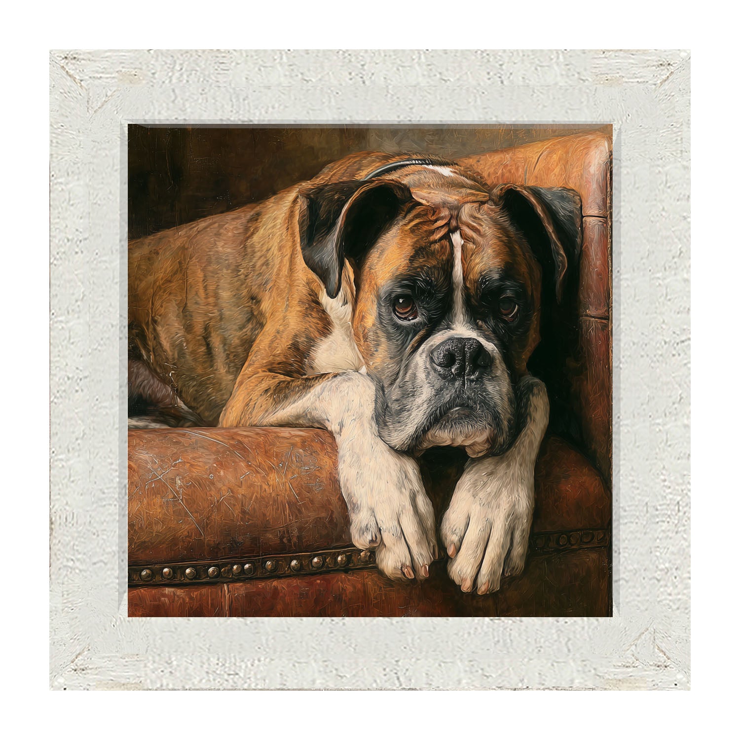 Armchair with Boxer Dog - Framed Art
