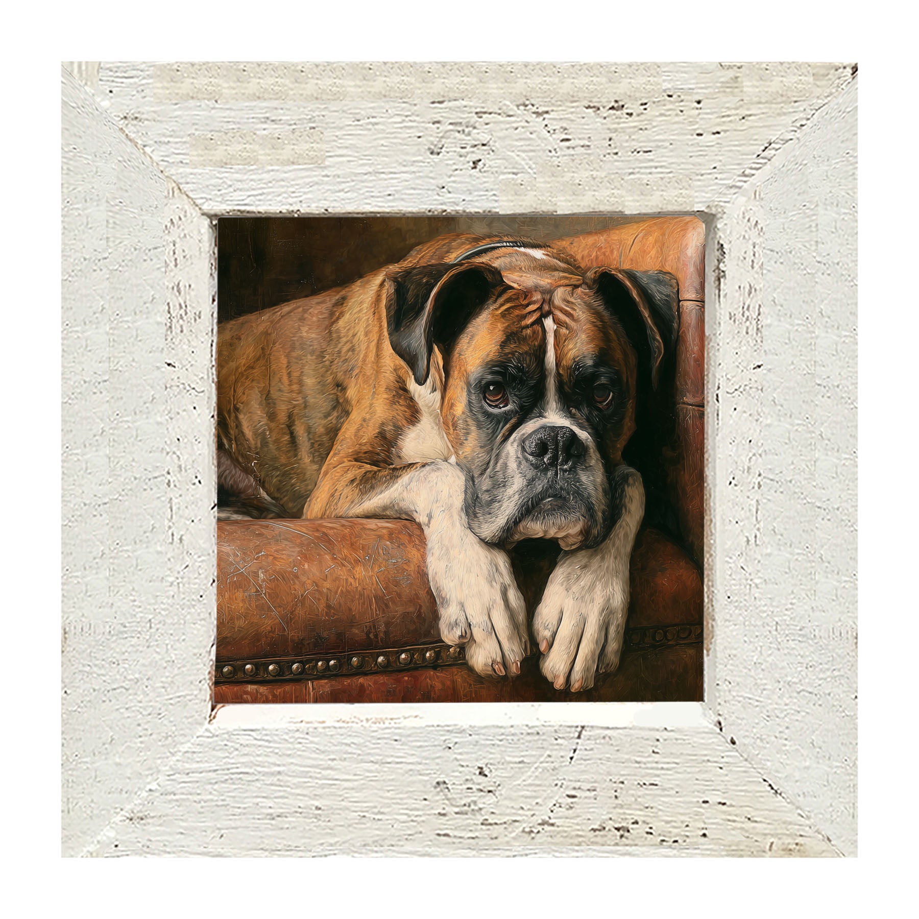 Armchair with Boxer Dog - Framed Art
