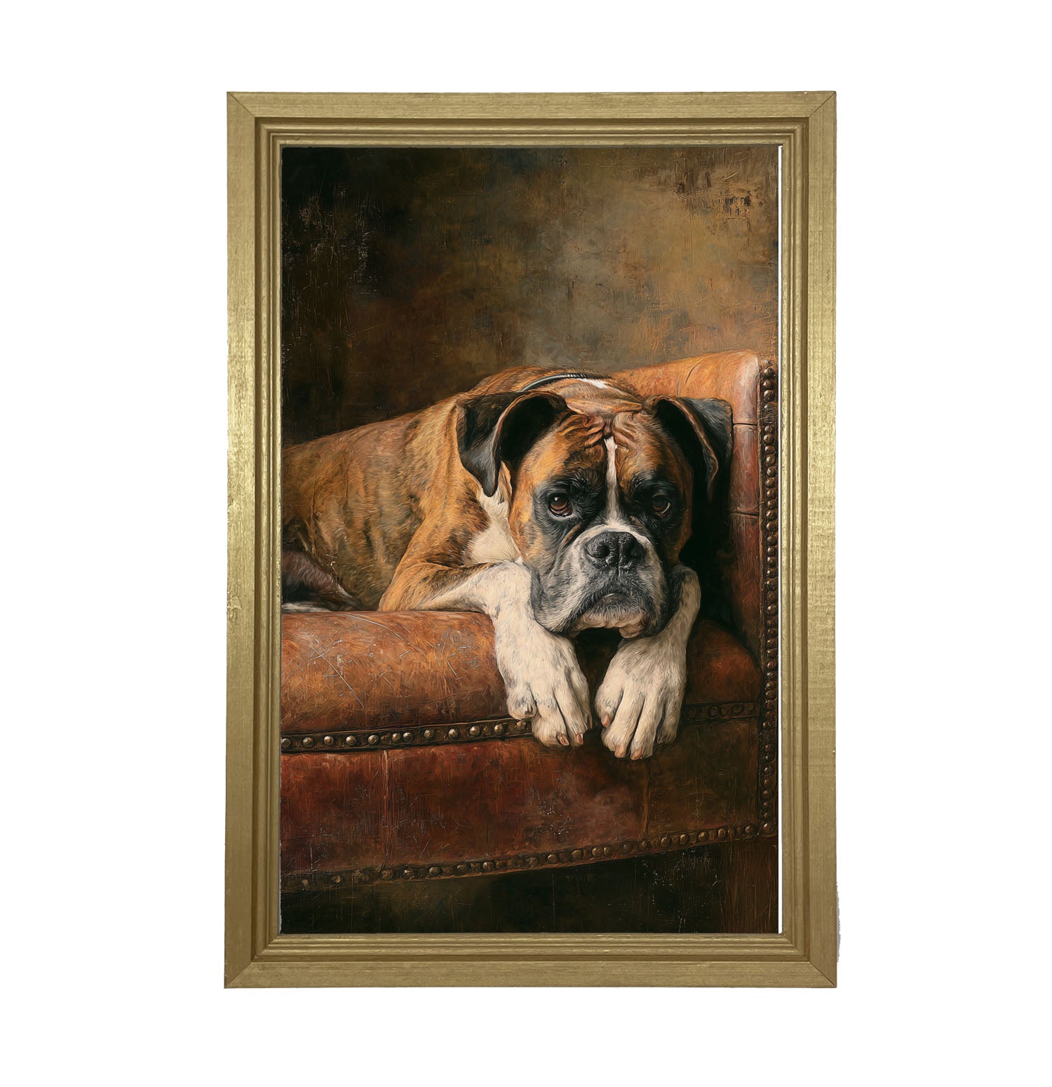Armchair with Boxer Dog - Framed Art