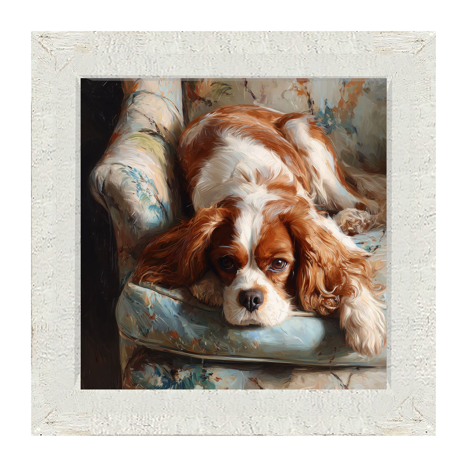 Armchair with Cavalier King Charles Spaniel - Framed Art