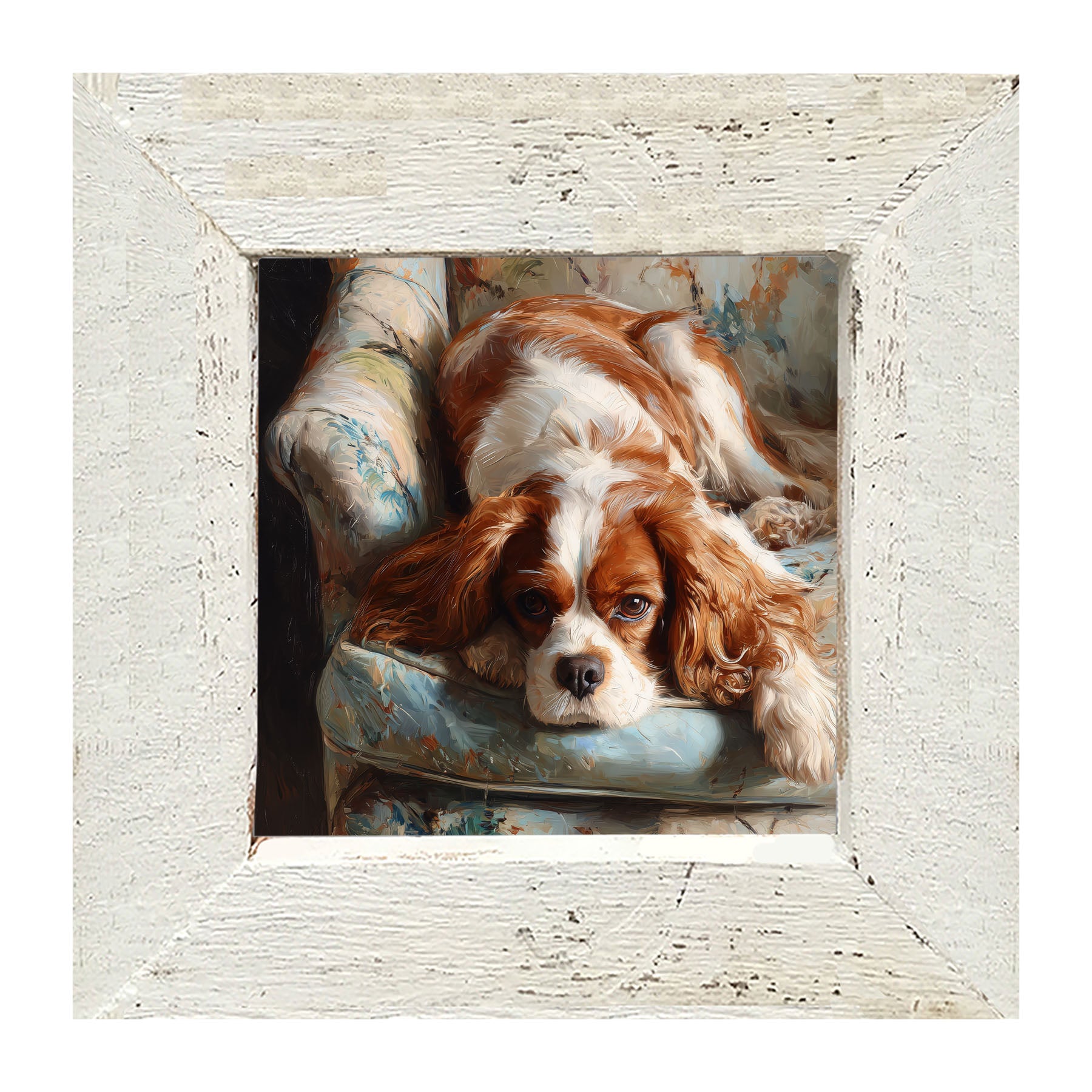 Armchair with Cavalier King Charles Spaniel - Framed Art