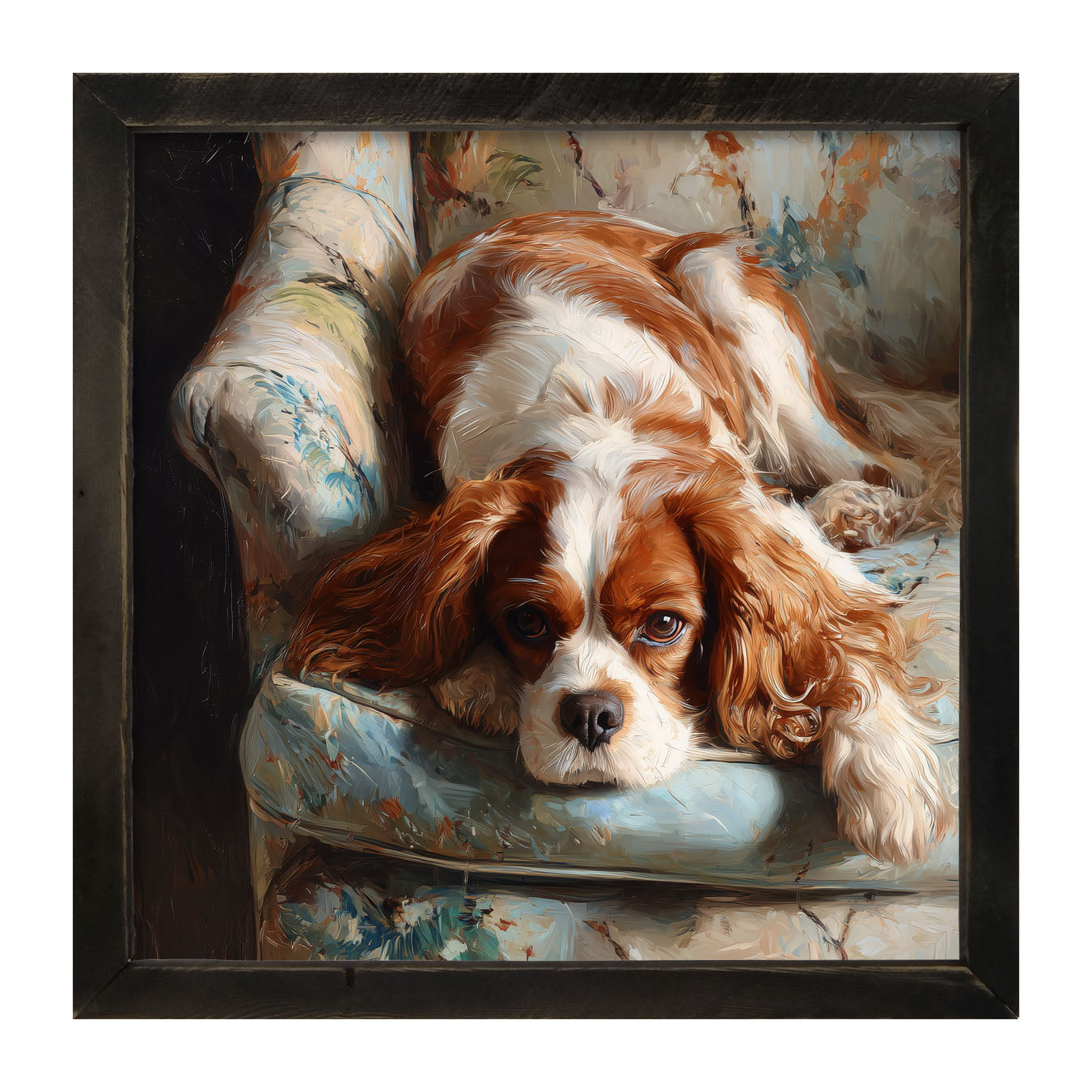Armchair with Cavalier King Charles Spaniel - Framed Art