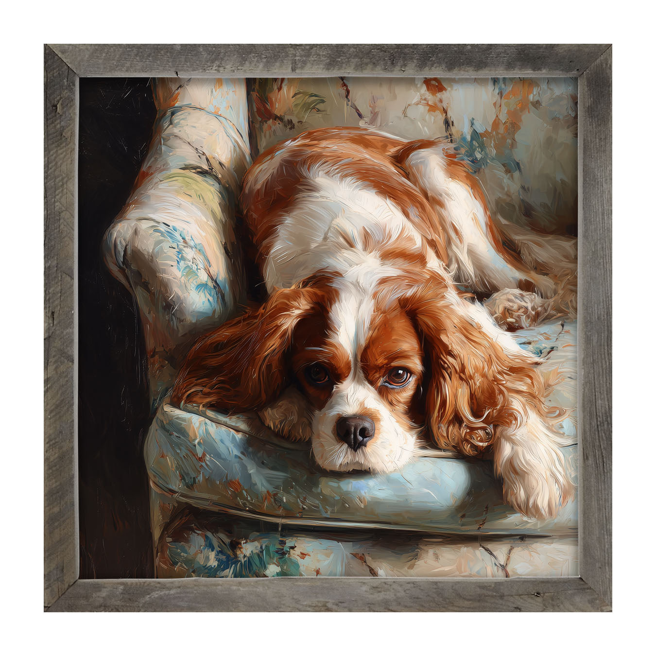 Armchair with Cavalier King Charles Spaniel - Framed Art