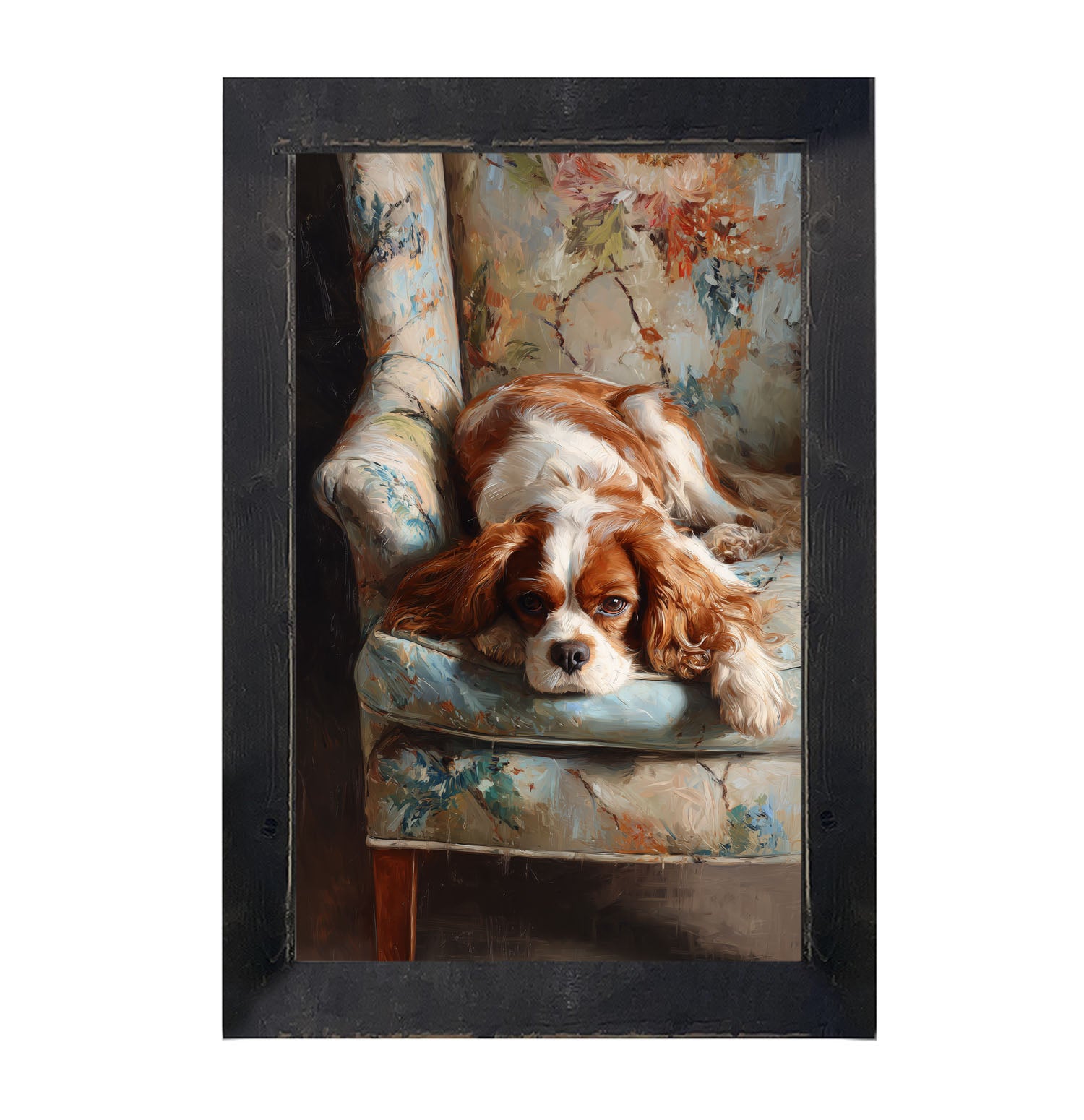 Armchair with Cavalier King Charles Spaniel - Framed Art