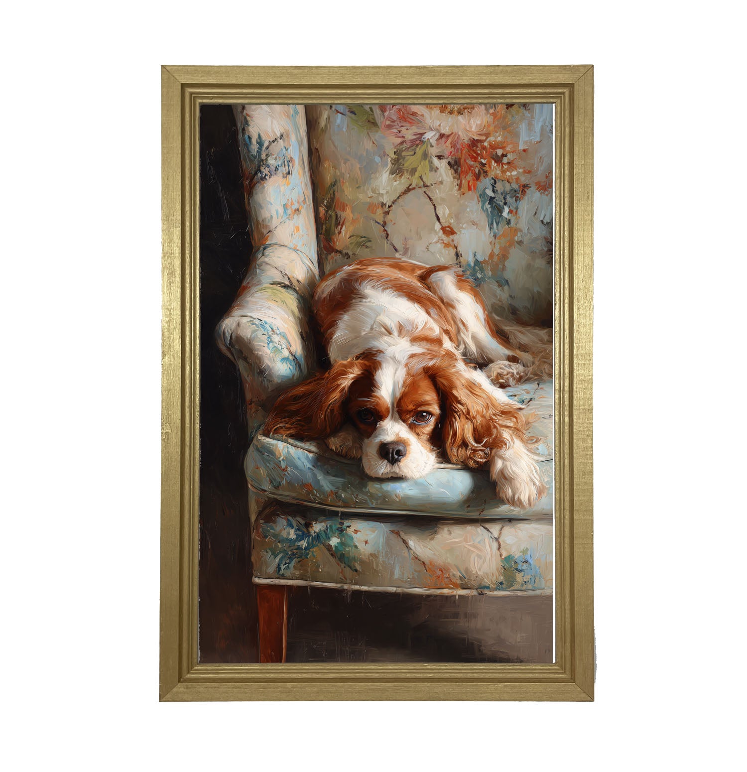Armchair with Cavalier King Charles Spaniel - Framed Art