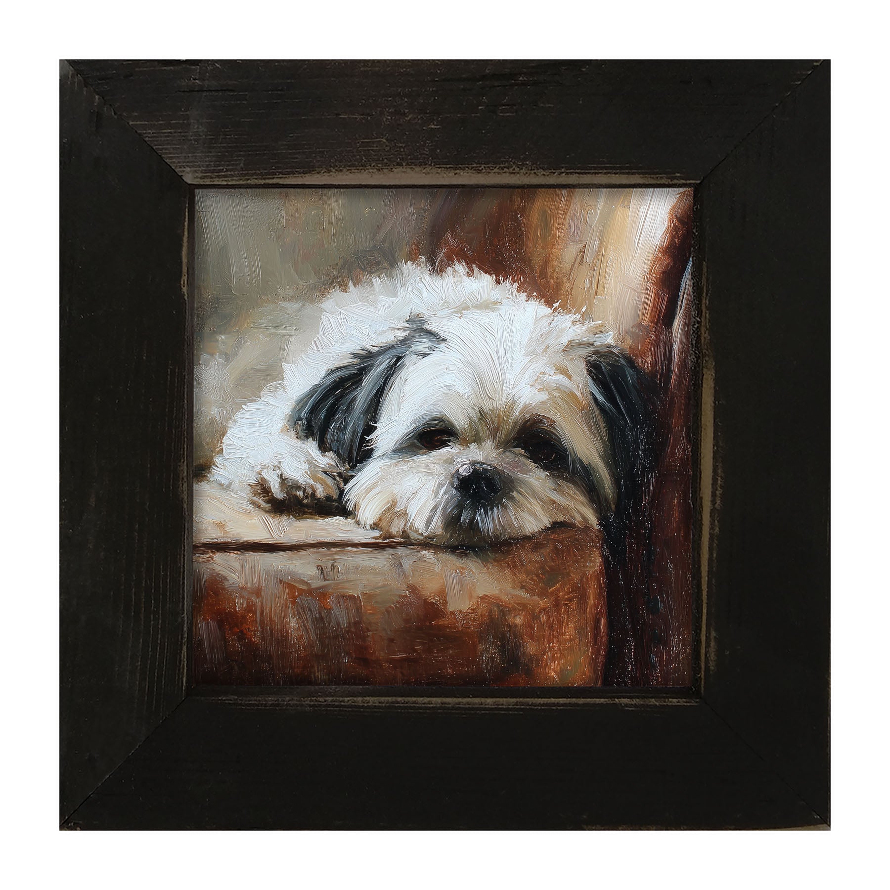 Armchair with Shih Tzu Dog - Framed Art