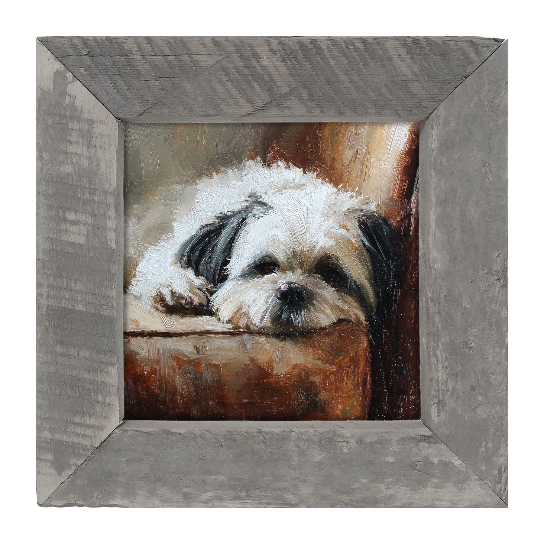 Armchair with Shih Tzu Dog - Framed Art