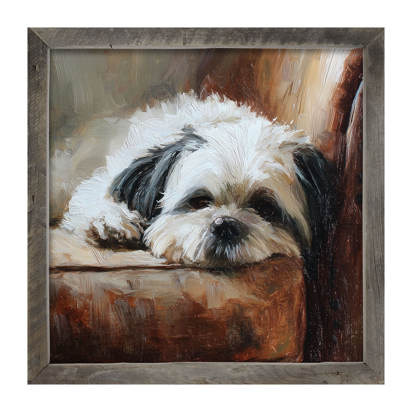 Armchair with Shih Tzu Dog - Framed Art