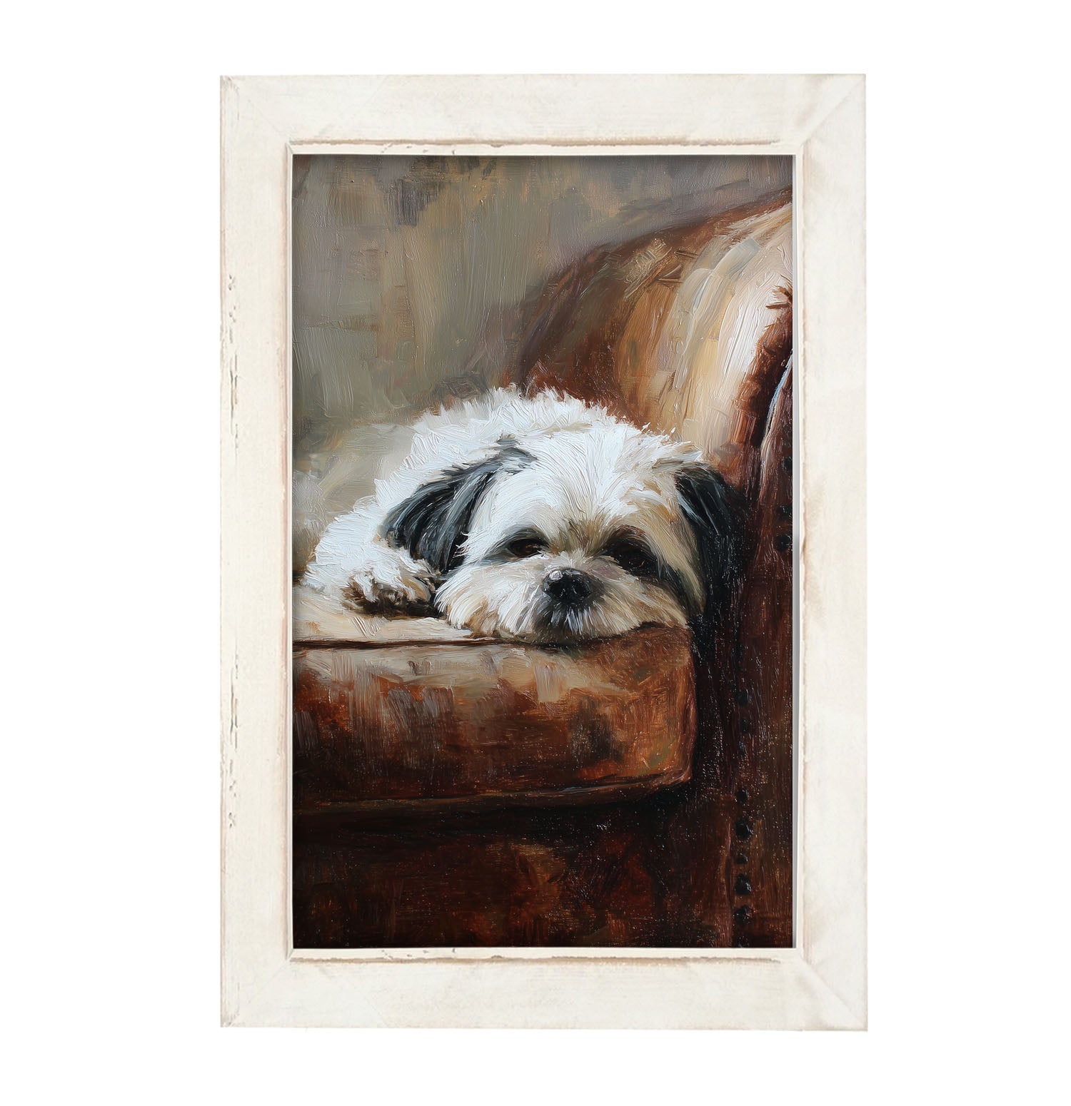 Armchair with Shih Tzu Dog - Framed Art