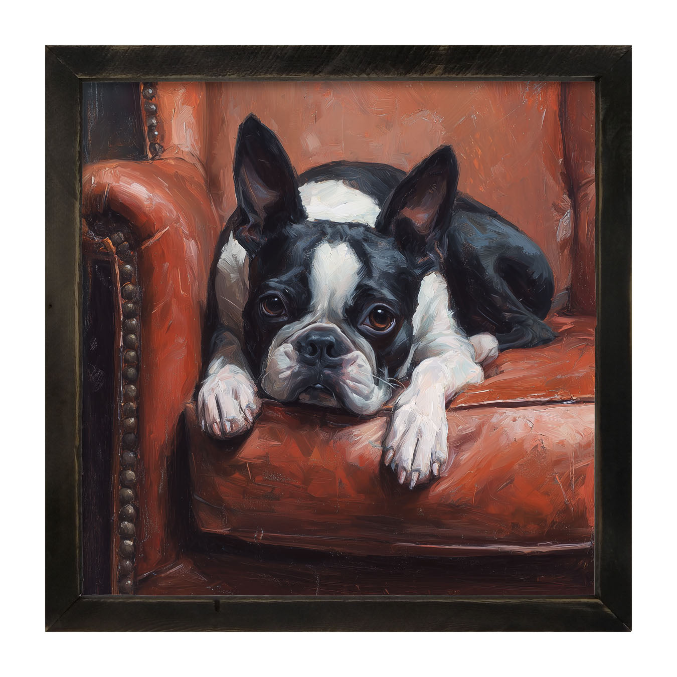Armchair with Boston Terrier Dog - Framed Art