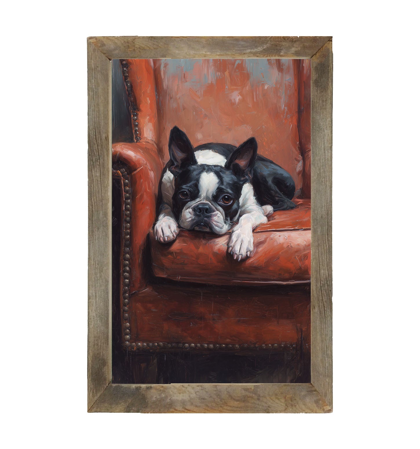 Armchair with Boston Terrier Dog - Framed Art