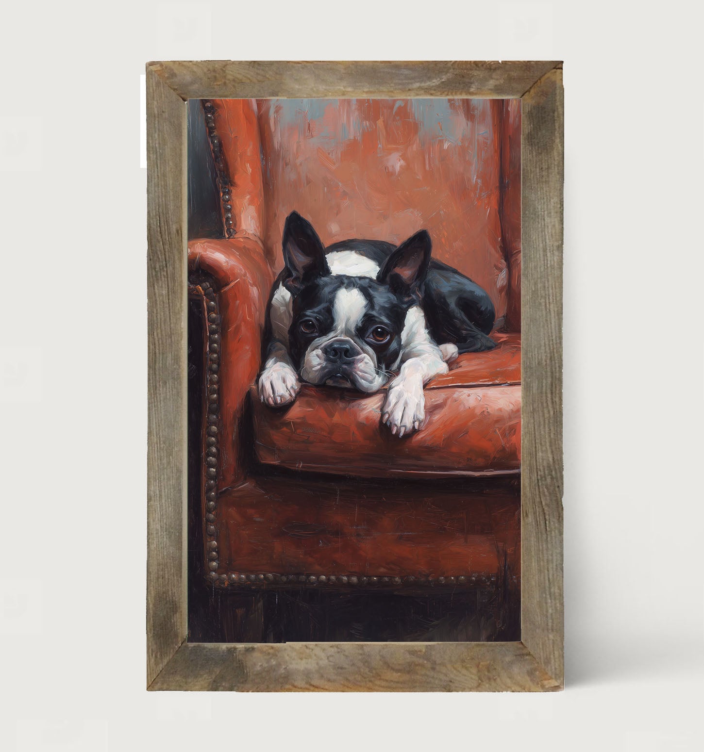 Armchair with Boston Terrier Dog - Framed Art
