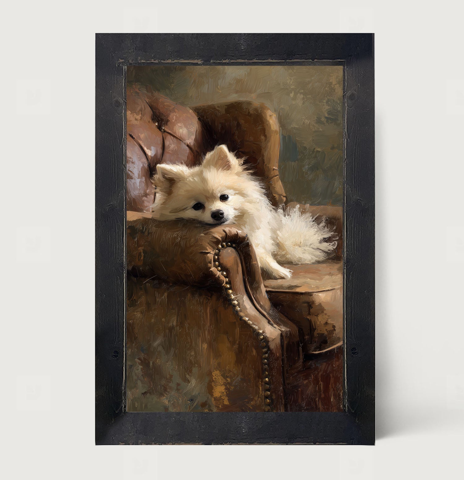 Armchair with Pomeranian Dog