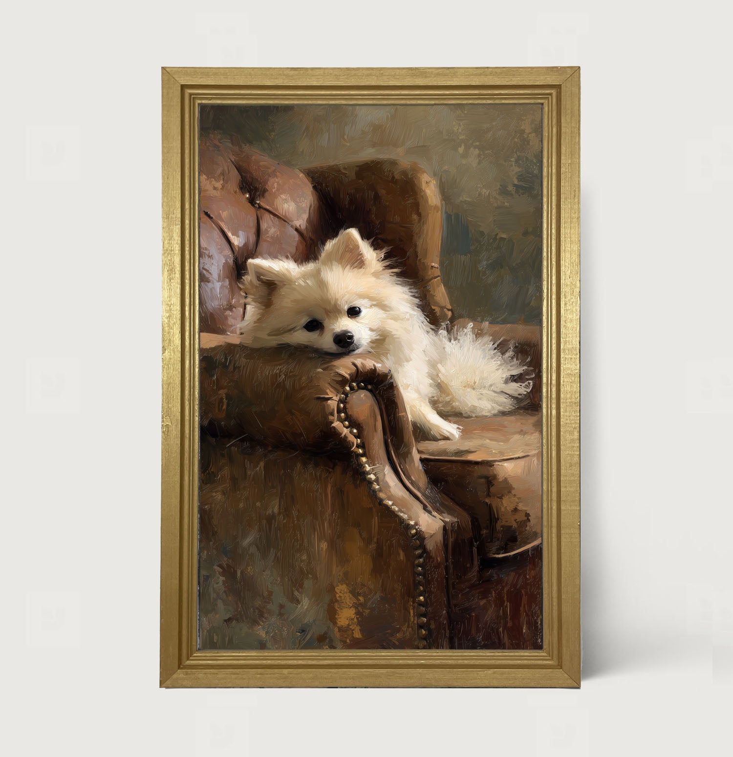 Armchair with Pomeranian Dog