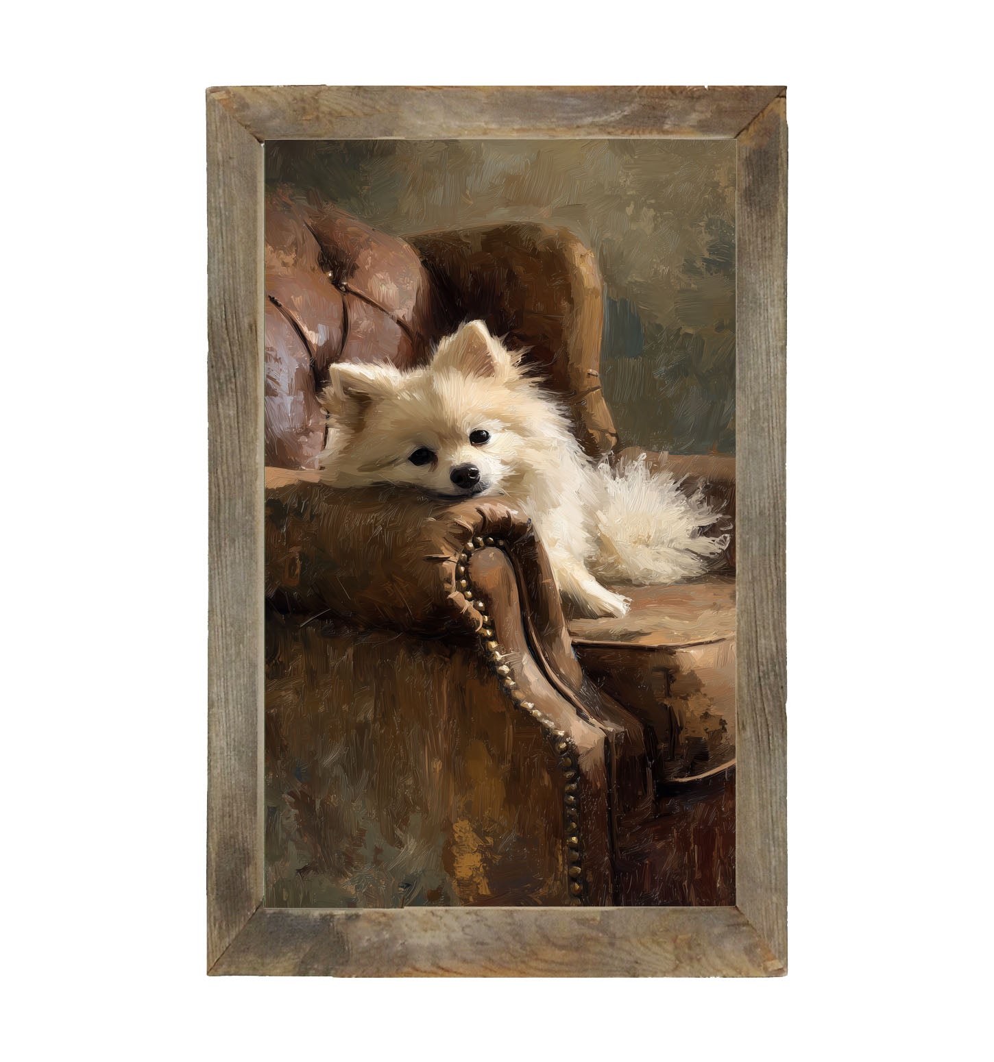 Armchair with Pomeranian Dog - Framed Art
