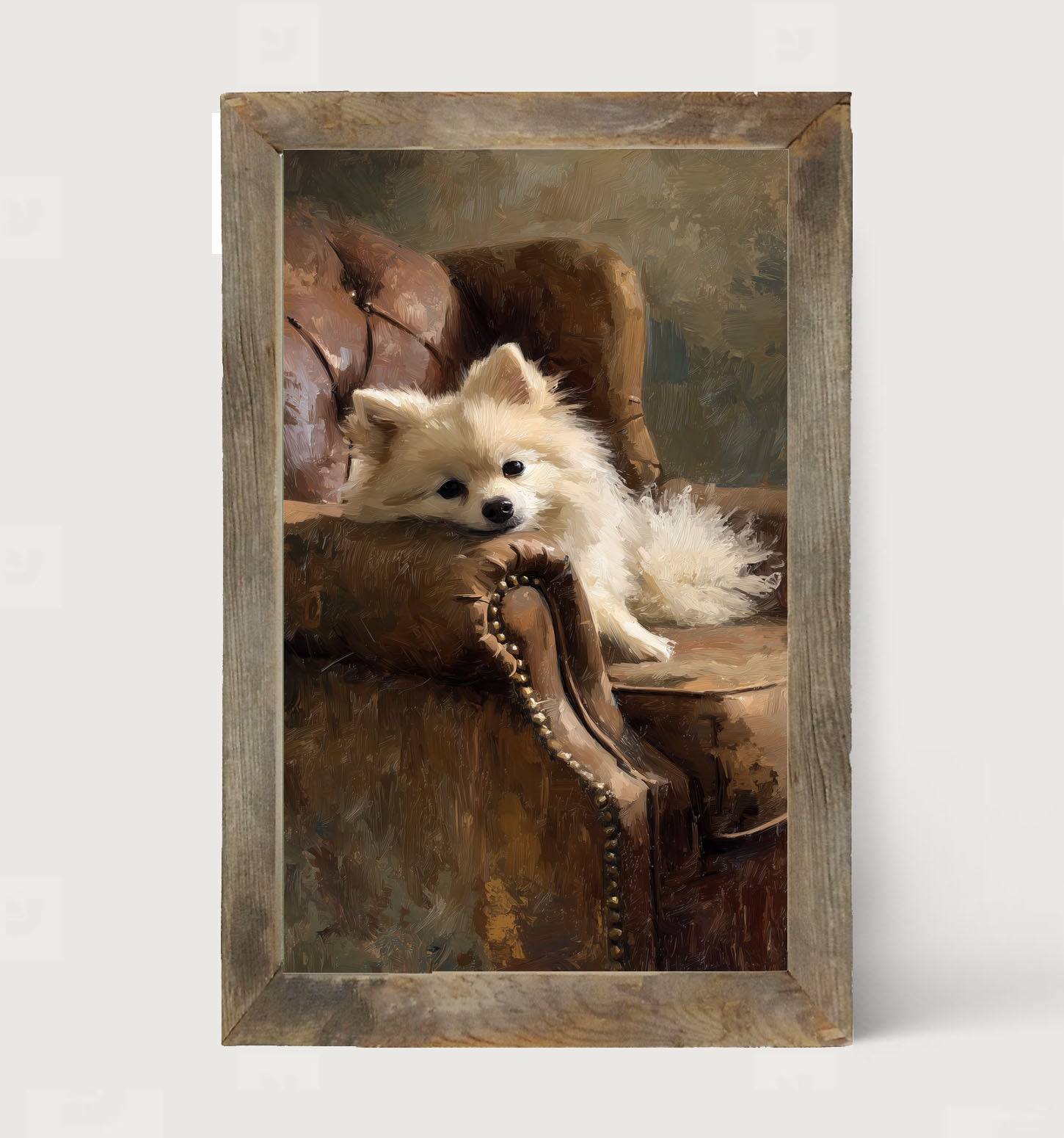 Armchair with Pomeranian Dog