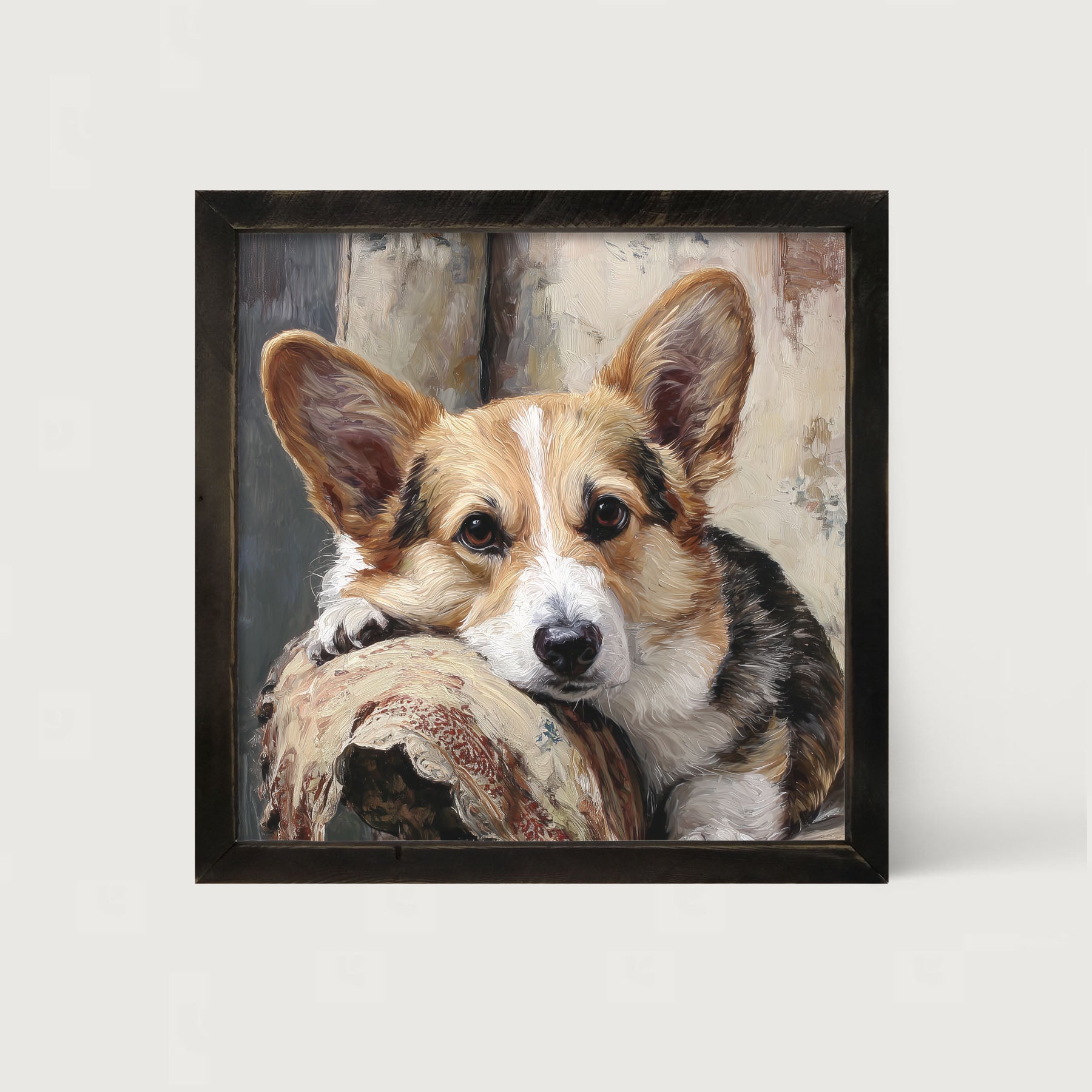 Armchair with Welsh Corgi Dog