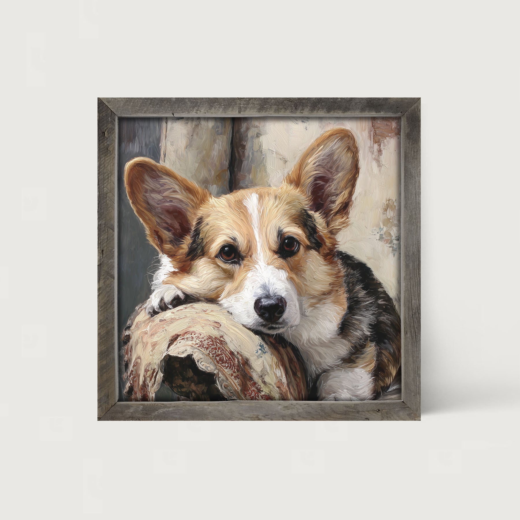 Armchair with Welsh Corgi Dog - Framed Art