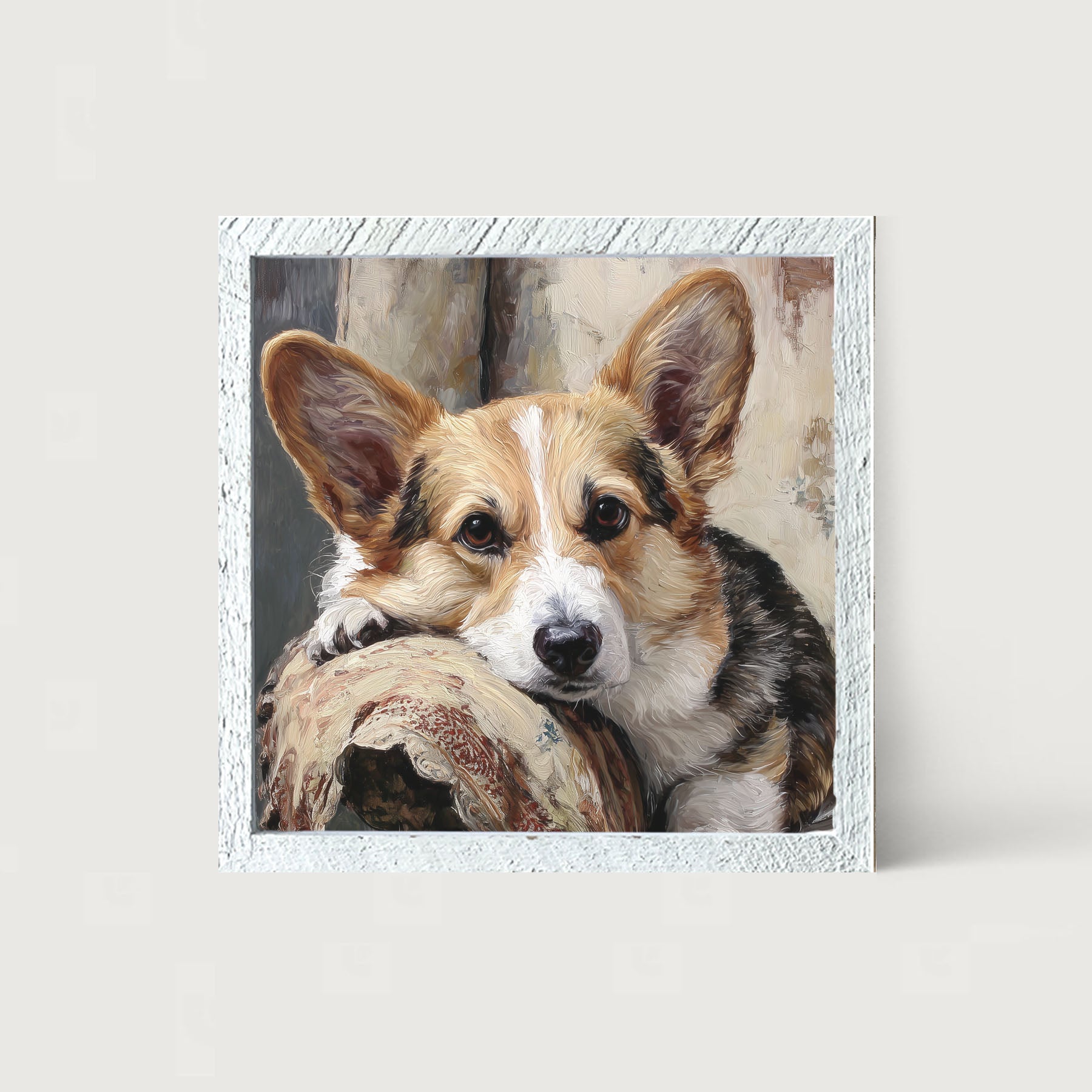 Armchair with Welsh Corgi Dog - Framed Art