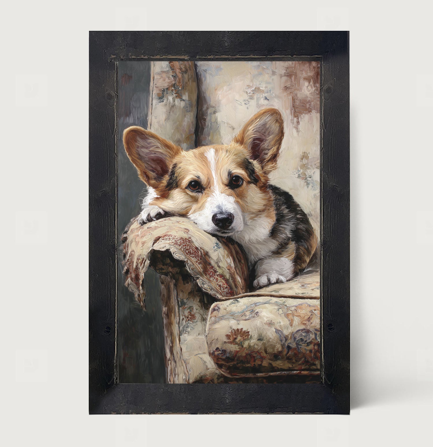 Armchair with Welsh Corgi Dog