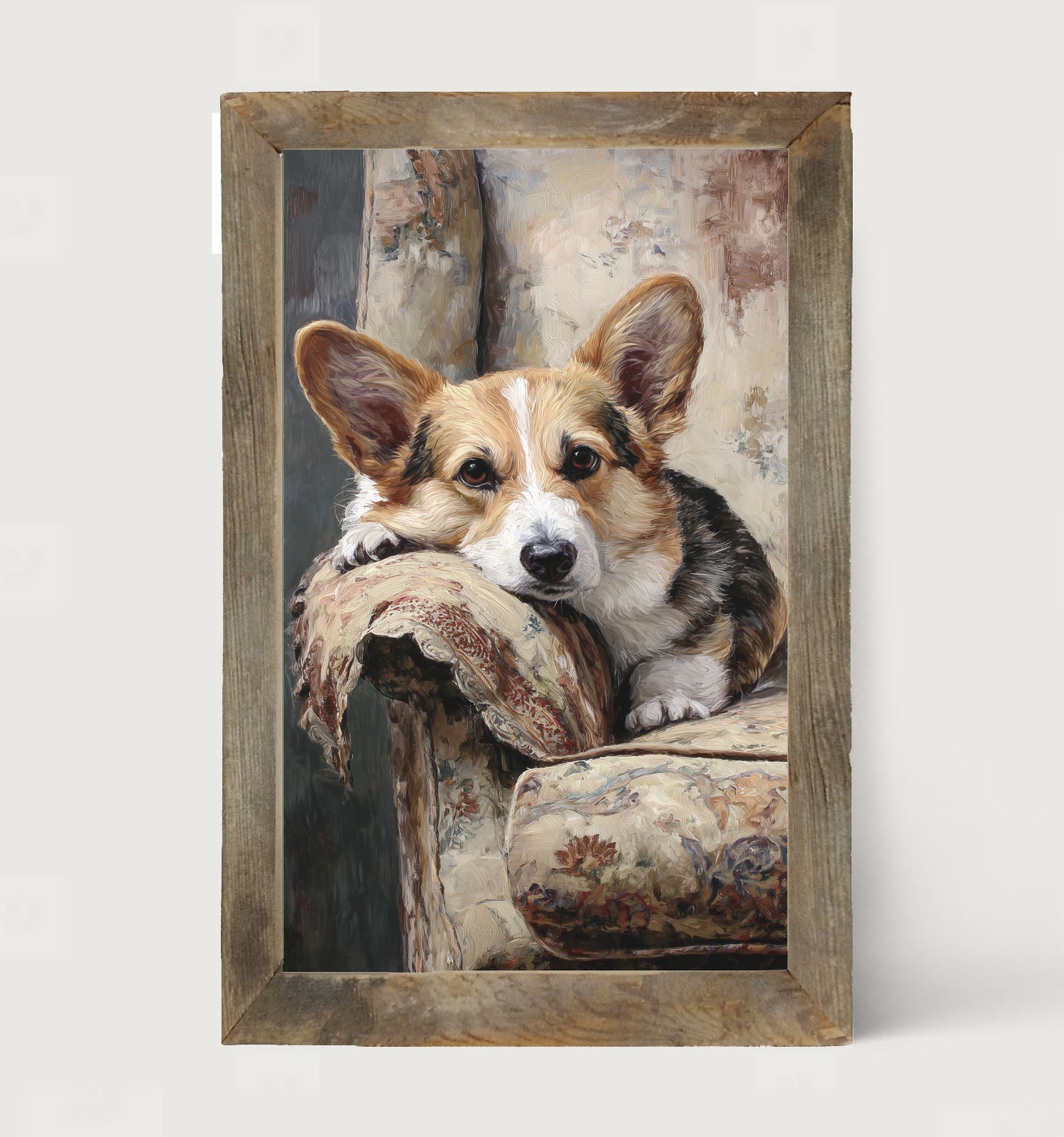Armchair with Welsh Corgi Dog