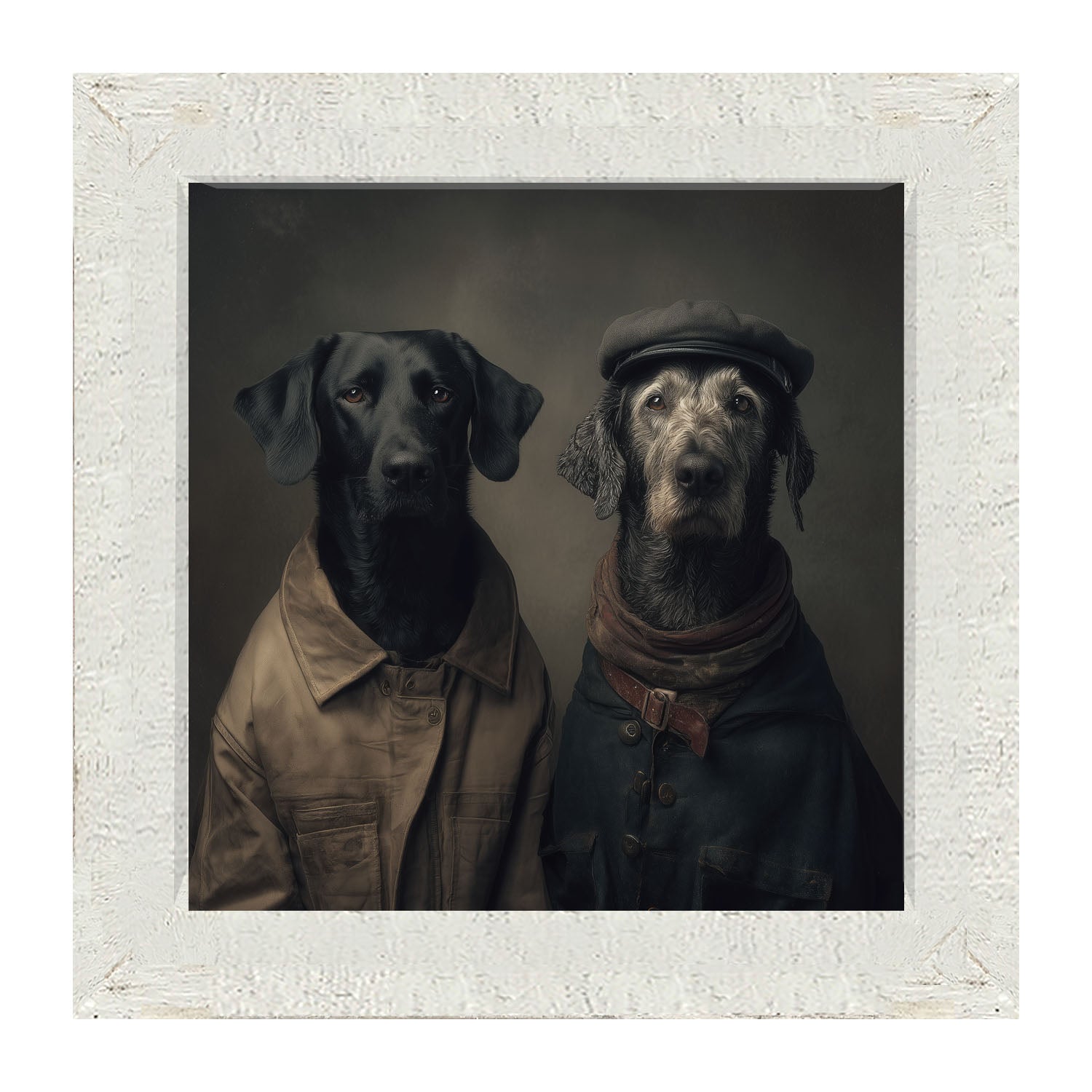 Portrait of Dogs in Coats - Framed Art