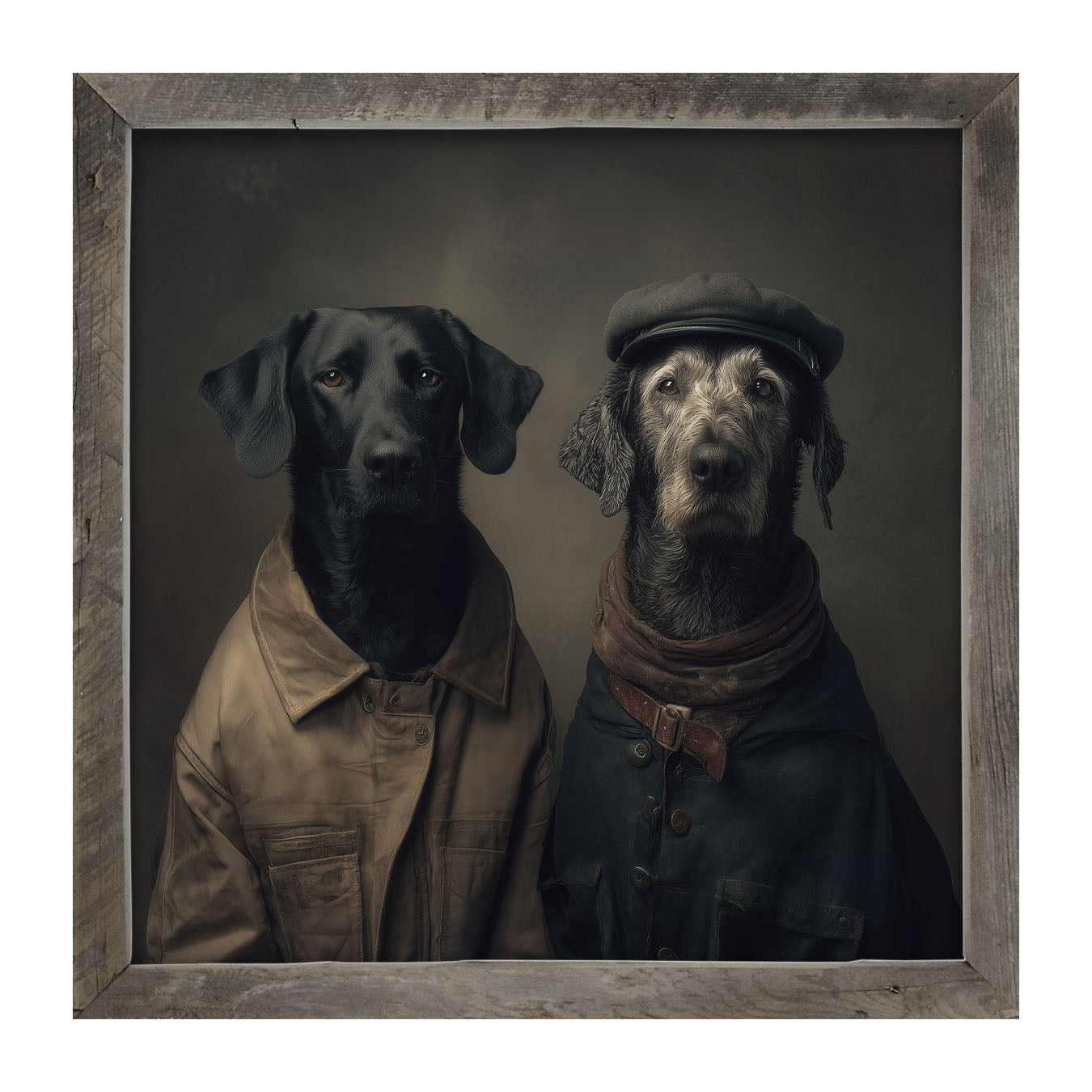 Portrait of Dogs in Coats - Framed Art