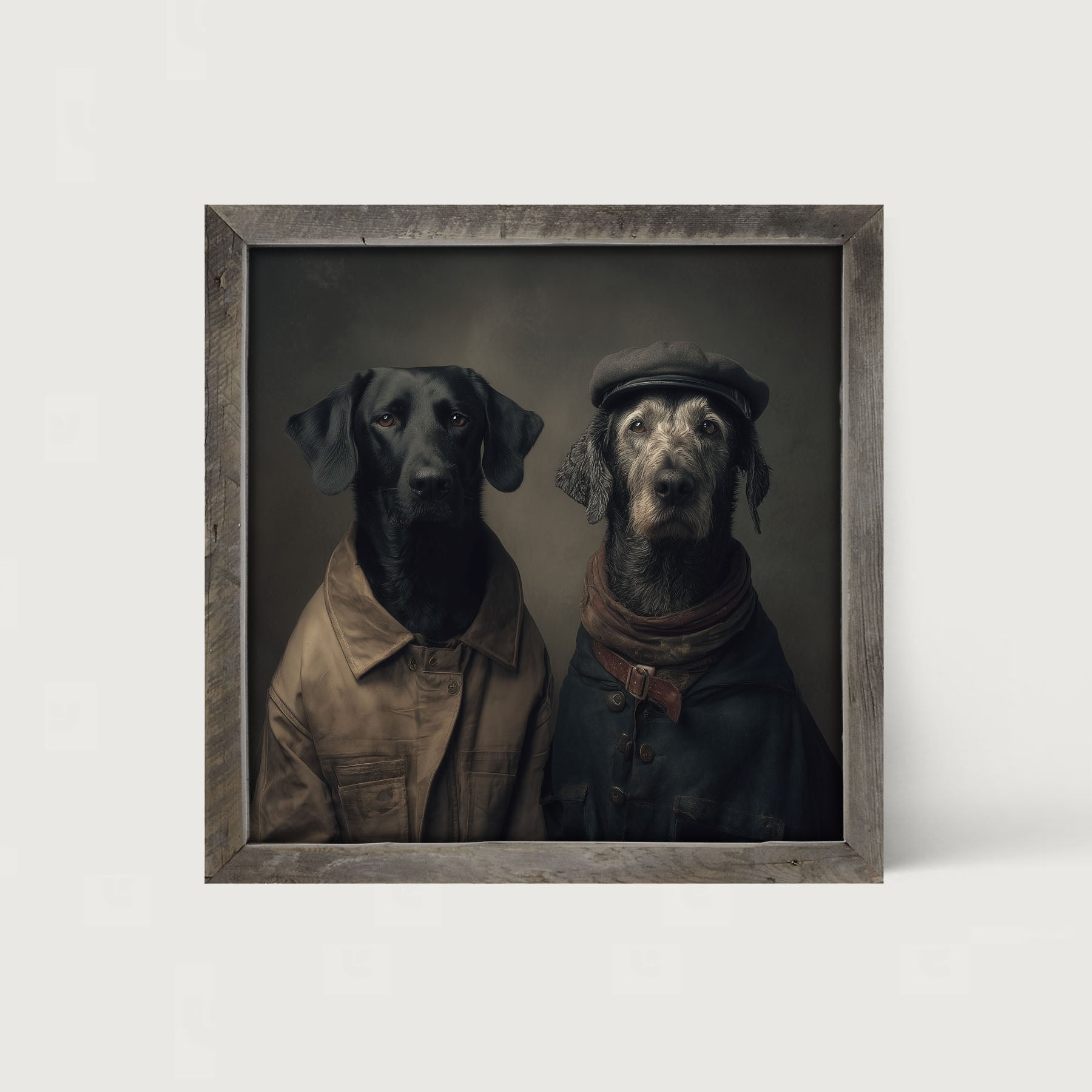 Portrait of Dogs in Coats - Framed Art