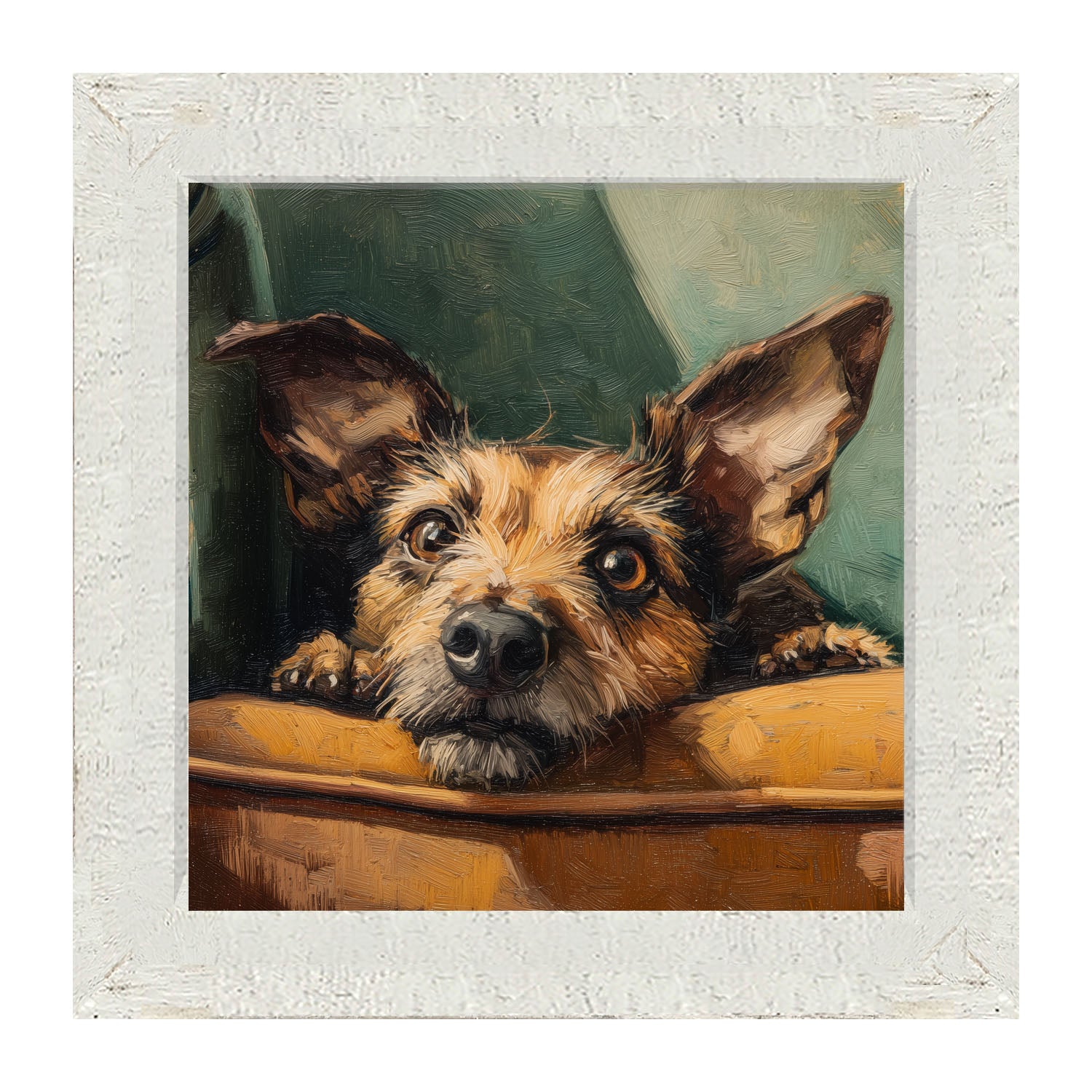 Armchair with Dachshund-Chihuahua-Yorkie Dog - Framed Art