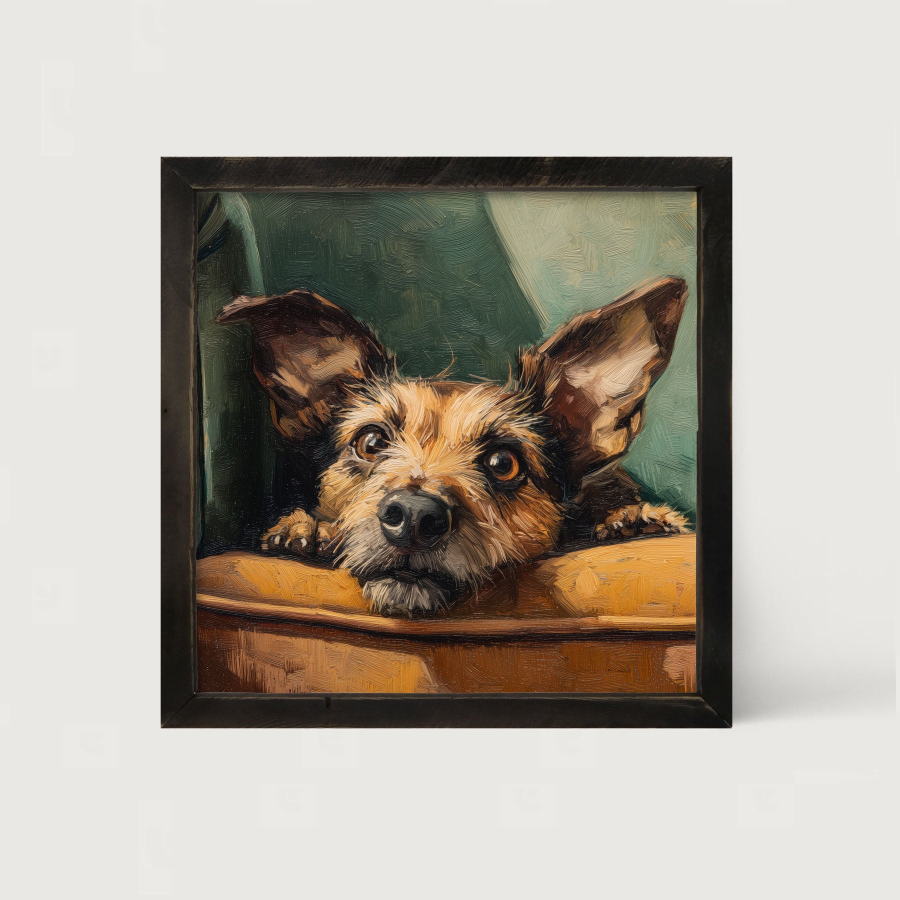 Armchair with Dachshund-Chihuahua-Yorkie Dog - Framed Art