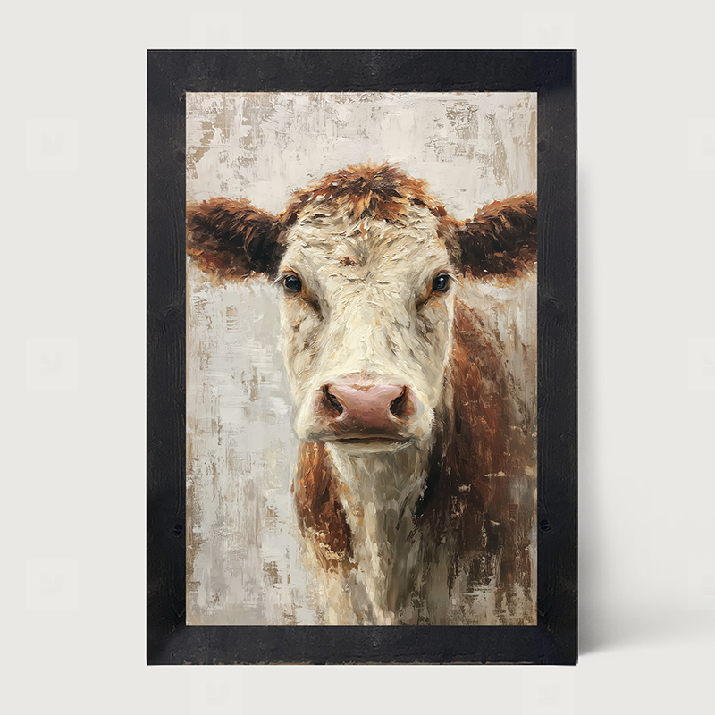 Farm Life Portrait - Brown and White Cow