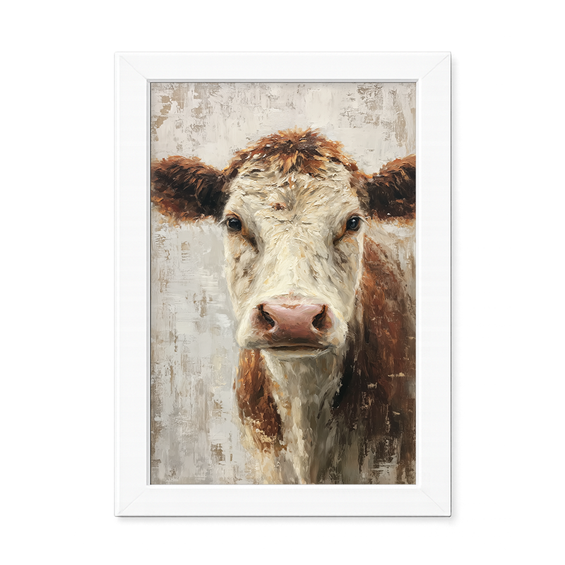 Farm Life Portrait - Brown and White Cow