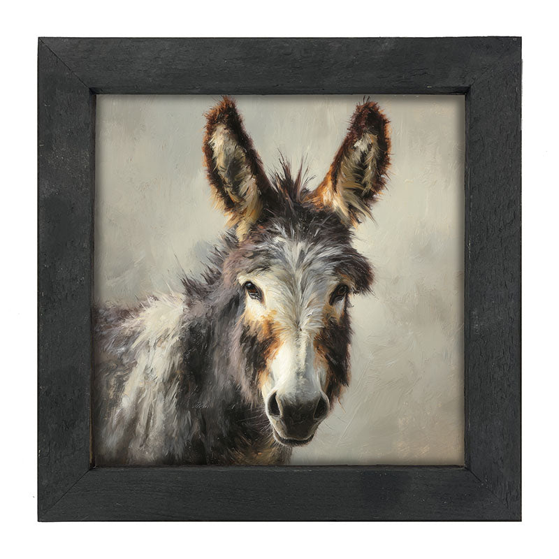 Farm Life Portrait - Donkey Close-up - Framed Art