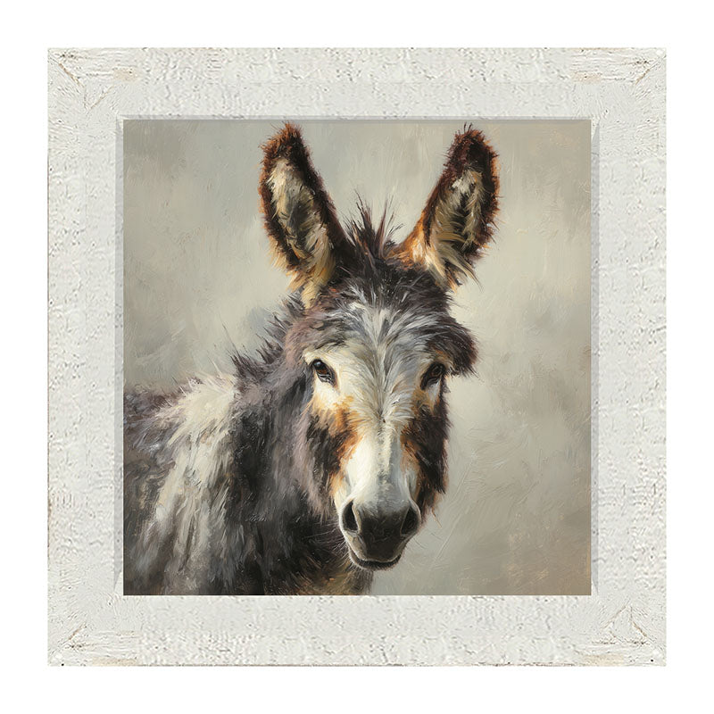 Farm Life Portrait - Donkey Close-up - Framed Art