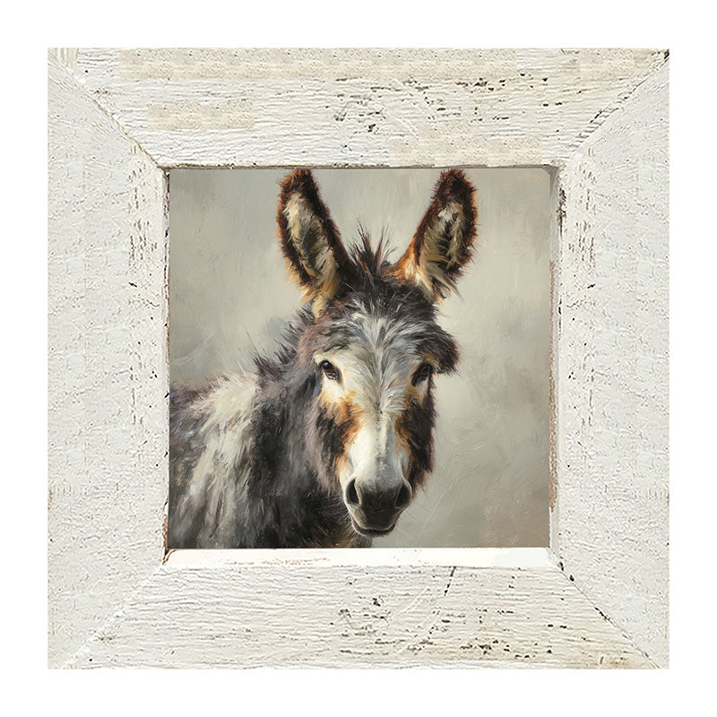 Farm Life Portrait - Donkey Close-up - Framed Art