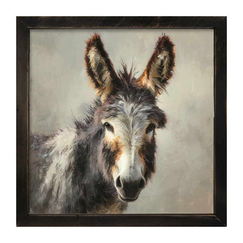 Farm Life Portrait - Donkey Close-up - Framed Art