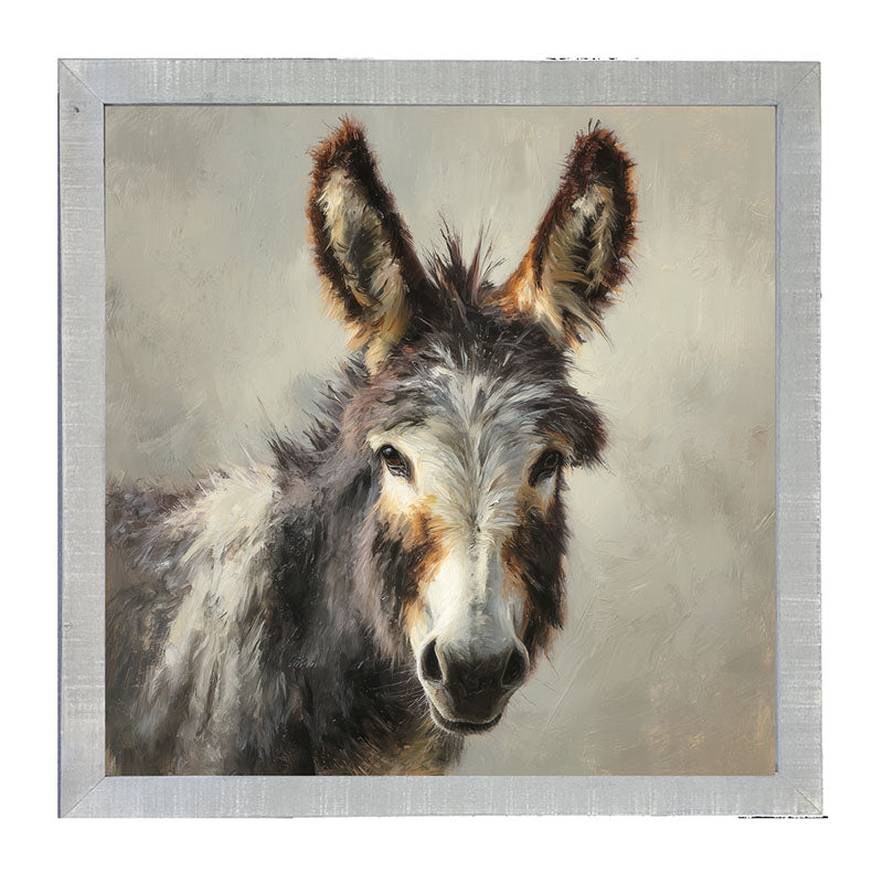 Farm Life Portrait - Donkey Close-up - Framed Art