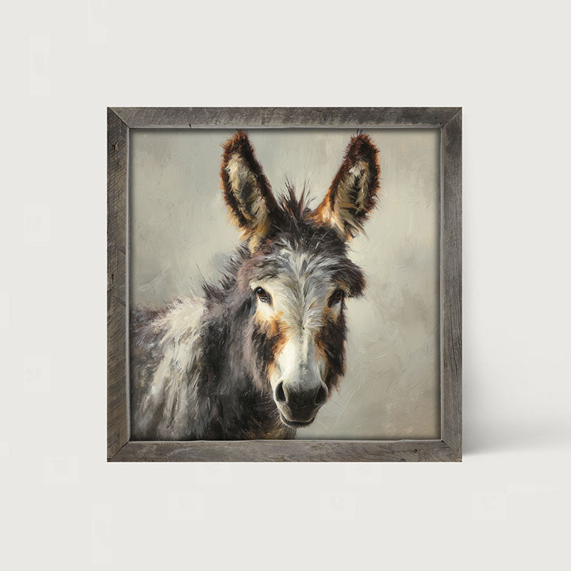 Farm Life Portrait - Donkey Close-up - Framed Art
