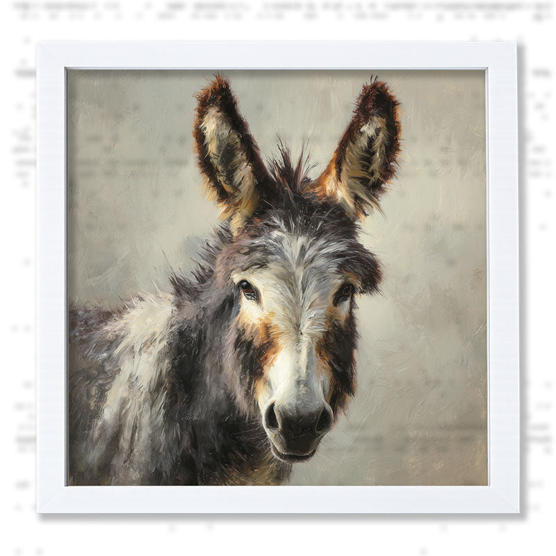 Farm Life Portrait - Donkey Close-up - Framed Art