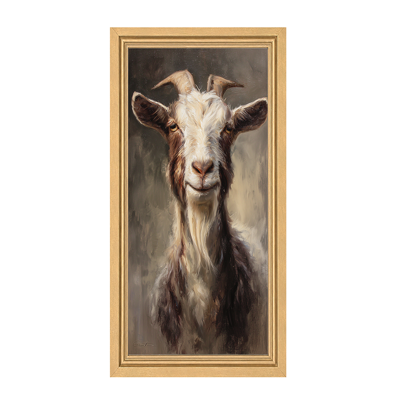 Farm Life Portrait - Brown and White Goat - Framed Art