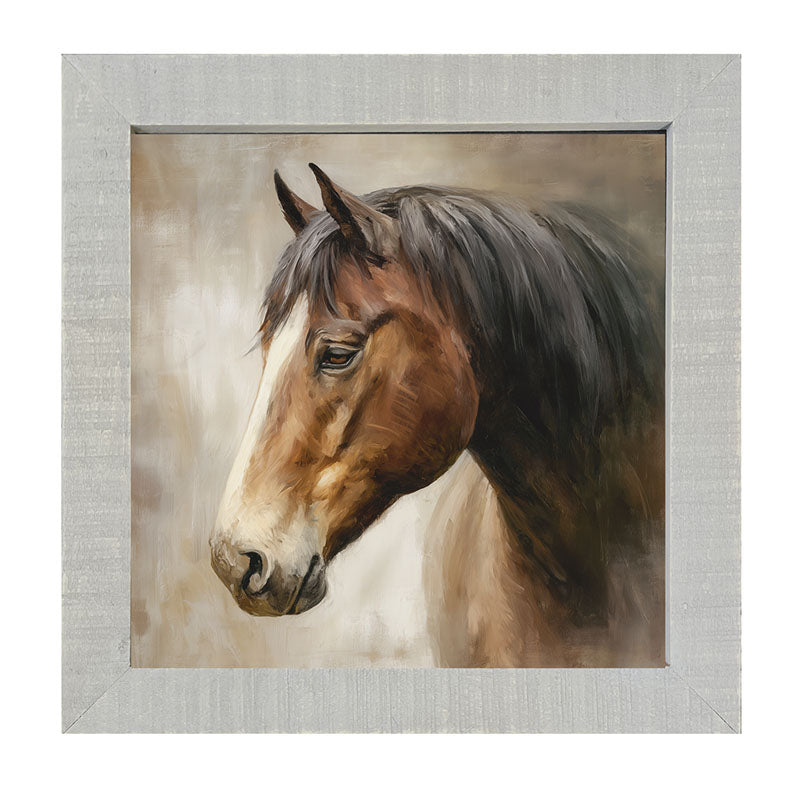 Farm Life Portrait - Chestnut Horse - Framed Art